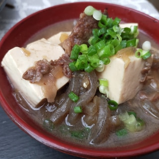 圧力鍋で牛肉煮込んで、肉豆腐